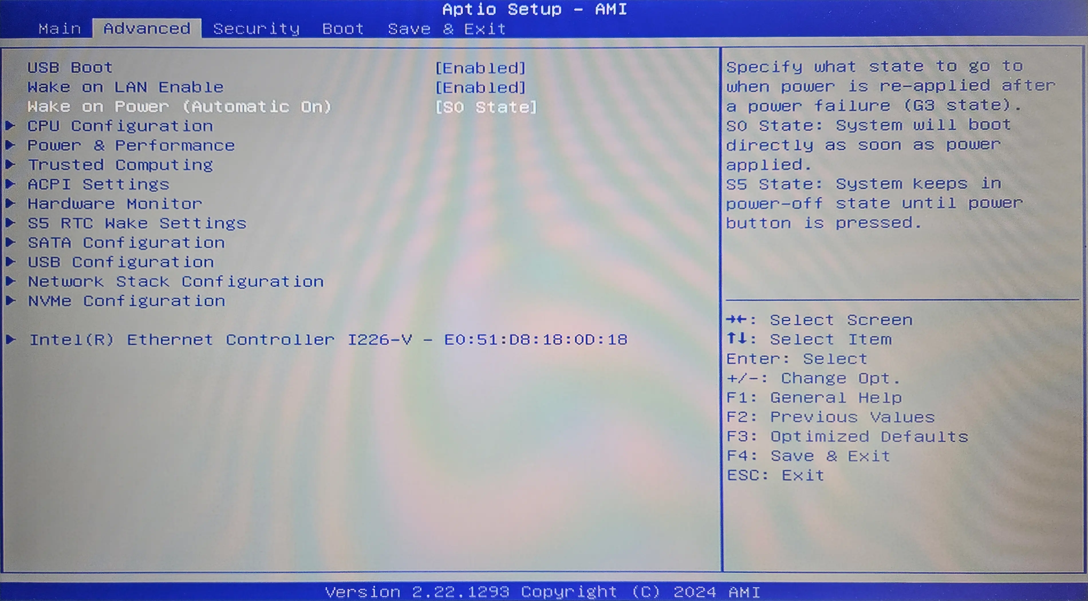 bios settings wake on power